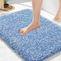 Yimobra Bathroom Rugs Non Slip Washable, Ultra Soft and Water Absorbent Bath Mats, Plush Fluffy Shower Mat Outside, Microfiber Thick Matts for Bathroom Floor/Sink, 24X17, Blue and White