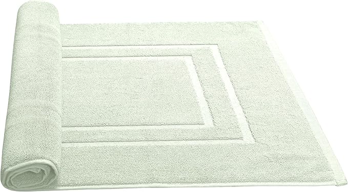 Feather & Stitch 2 Piece Towel Like Bath Mats (30x21 Inch) 100% Cotton Terry Bath Mats, Bathroom Shower Floor Mats [NOT A Bathroom Rug], Soft Absorbent Washable Mats - Frost