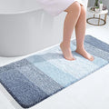 OLANLY Bathroom Runner Rugs Mat 44x20, Extra Soft Absorbent Microfiber Bath Rugs, Rubber Backing, Quick Dry, Washable Long Bath Mats for Bathroom Floor, Tub and Shower, Home Decor Accessories, Blue