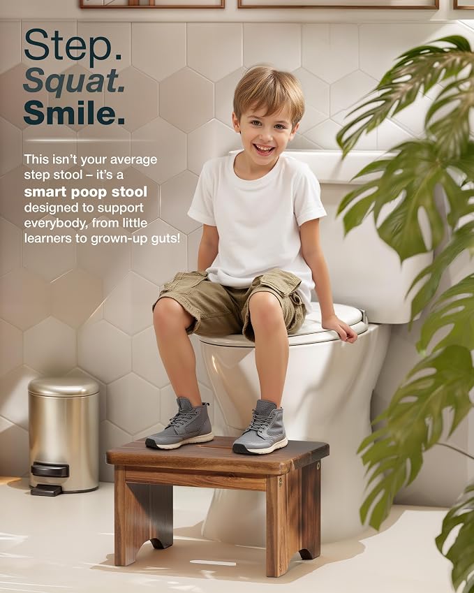 FANATU Wooden Step Stool, 9in One Step Stool for Adults, Wooden Beside Step Platform with 550 Load Capacity, Heavy Duty/Portable/Nonslip/Durable Construction Safe Step Support for Bedroom/Home Kitchen