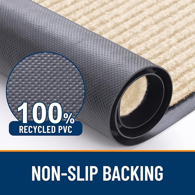 OLANLY Front Door Mat Indoor Outdoor Entrance, 2-Pack 71 x 47 Inch, Waterproof Heavy Duty Doormat, Fade Resistant, Low Profile, Easy Clean Patio Porch Welcome Floor Mats for Entry, Beige