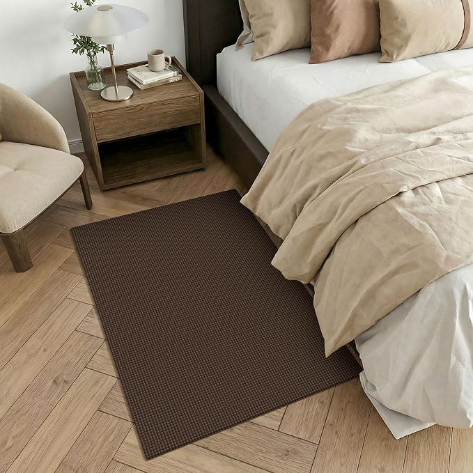 KOZYFLY Washable 3x4 Entry Area Rug, Braided Throw Rugs for Entryway, Non Slip Door Mat Indoor Outdoor Entrance, Front Porch Foyer Carpet for Kitchen, mudroom, Bathroom, Brown/Dark Brown