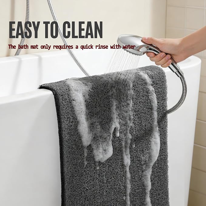 Joyhalo Shower Mat Bathtub Mat Non Slip, Bathmats Non Slip, Quick Drying Foot Scrubber Loofah Mats for Shower, Tub, Bathroom, Home, 47x16inch, Dark Grey