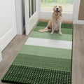 Kitinjoy Indoor Outdoor Door Mat, 59x24 Non-Slip Absorbent Dirt Trapper, Low-Profile Washable Inside Entrance Front Floor Mat, Sturdy Soft Entry Dotted Ombre Doormats for Entryway, Green