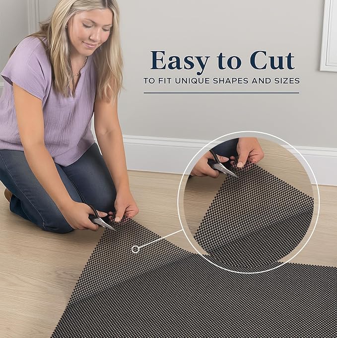 Veken 5x7 Ft Rug Pad Gripper for Hardwood Floors, Non Slip Black Rug Pads for Area Rugs, Thick Rug Grippers for Tile Floors, Under Carpet Anti Skid Mat, Keep Your Rugs Safe and in Place