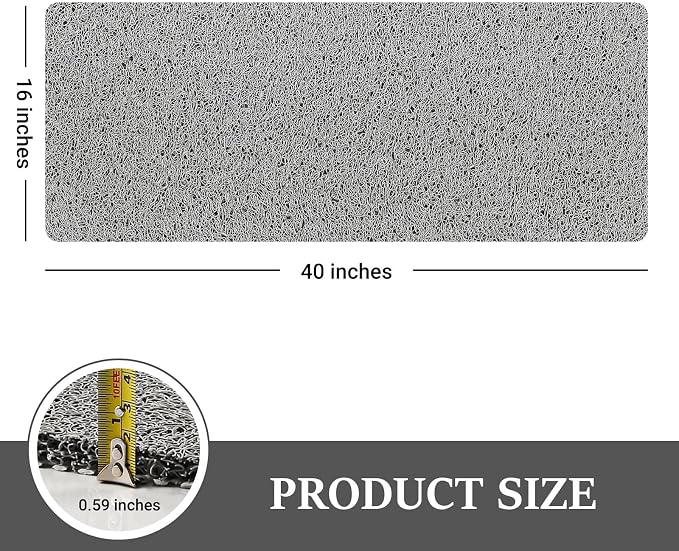 LuxStep Shower Mat Bathtub Mat,40x16 inch, Non-Slip Bath Mat with Drain, Quick Drying PVC Loofah Bathmat for Tub,Shower,Bathroom,Grey