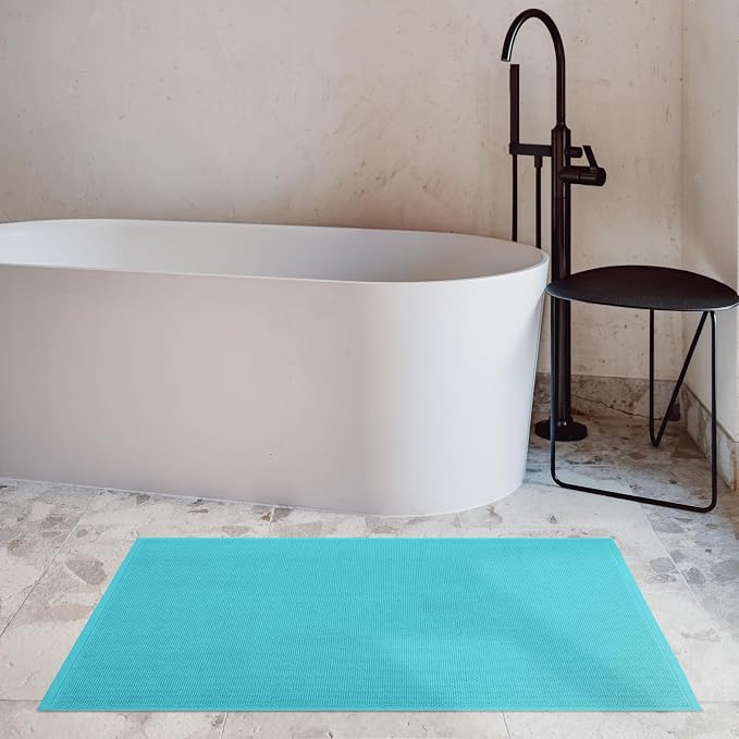 Cotton Paradise 100% Cotton Turkish Bathmat Rug, Soft Absorbent Quick Dry Non Slip, 17x24 Bathmat Rug, Turquoise