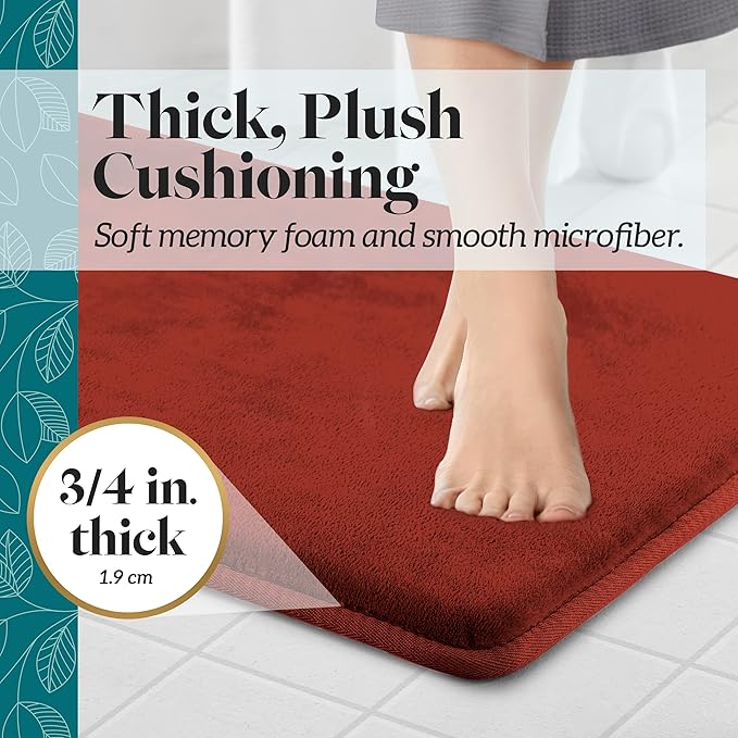 Memory Foam Bath Mat Non Slip Absorbent Super Cozy Velvet Bathroom Rug Carpet (60 inches X 17 inches, Autumn Glaze)