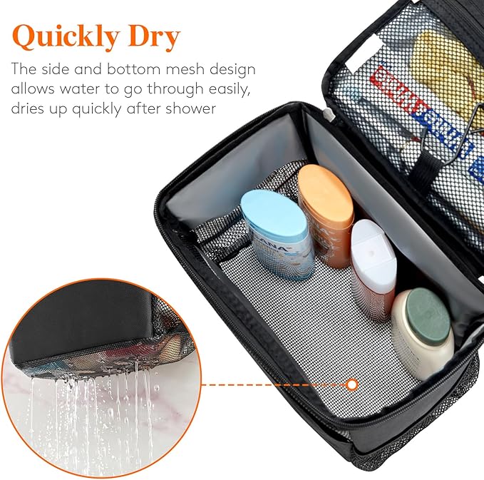 Lifewit Shower Bag Mesh Shower Caddy Portable College Dorm Room Essentials Tote Bag for Bathroom, Gym, Travel, Camping Quick Dry Hanging Shower Organizer Basket Toiletry Bag, Large, Black