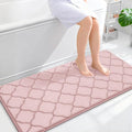 OLANLY Memory Foam Bath Mat Rug 47x24, Ultra Soft and Absorbent Bathroom Rugs, Non-Slip, Comfortable, Machine Washable Bath Carpet for Bathroom Floor, Tub, Shower and Home Decor Accessories, Pink