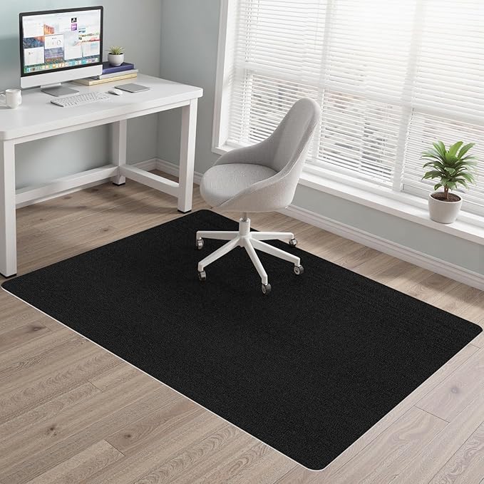 Office Chair Mat for Hardwood Floor 36x48 Inch, Non-Slip Rolling Chair Mat, Flat Lay Floor Protector for Wood Tile Laminate, Anti-Slip Sound Absorbing(Black)