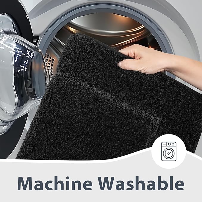 anllugs Bathroom Rugs 24" x 36", Non-Slip Extra Soft Absorbent Bath Rugs, Machine Washable Quick Dry Bath Mats for Bathroom Floor, Shower, Bathtub and Sink, Black