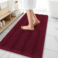 OLANLY Thick Bathroom Runner Rugs 47x20, Extra Absorbent Chenille Striped Bath Rugs, Rubber Backing, Machine Wash Dry, Long Bath Mats for Bathroom, Tub and Shower, Home Decor Accessories, Burgundy