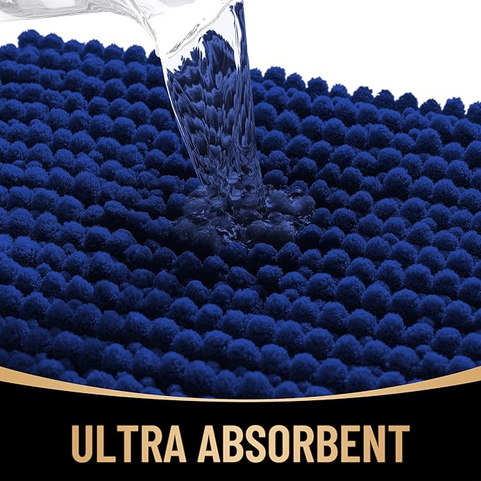 OLANLY Thick Bathroom Runner Rugs 47x20, Extra Soft Absorbent Chenille Bath Rugs, Rubber Backing, Machine Wash Dry, Long Bath Mats for Bathroom Floor, Tub and Shower, Home Decor Accessories, Navy