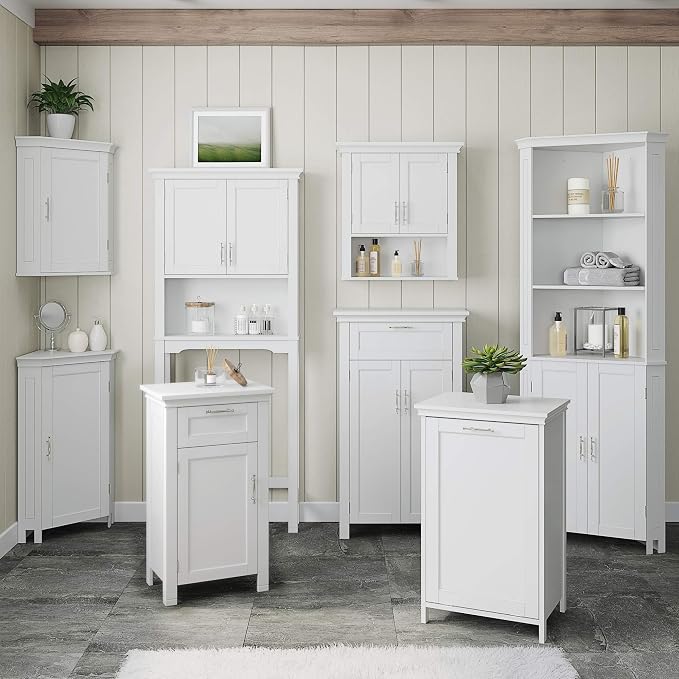 RiverRidge Somerset Two-Door Bathroom and Laundry Wall Mount Storage Medicine Cabinet with Open and Adjustable Shelf - White | Two-Door