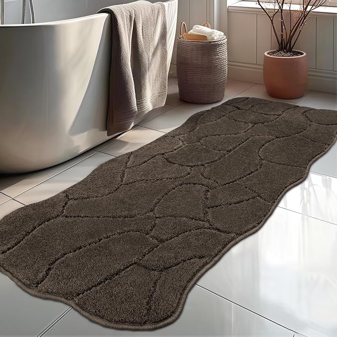 BSICPRO Large Bathroom Rugs Runner, 24x59 Inches Long Bath Mats Non Slip, Soft Absorbent and Quick Dry Microfiber Bath Rugs for Bathroom Decor, Machine Washable (Latte)