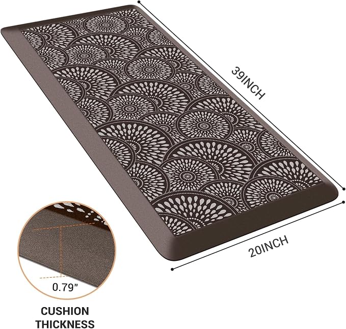 Mattitude 4/5 Inch Kitchen Mat, 20x39in Heavy Duty Ergonomic Comfort Foam Standing Desk Mat, Waterproof Non-Slip Standing Mats and Rugs for Kitchen, Office, Chocolate