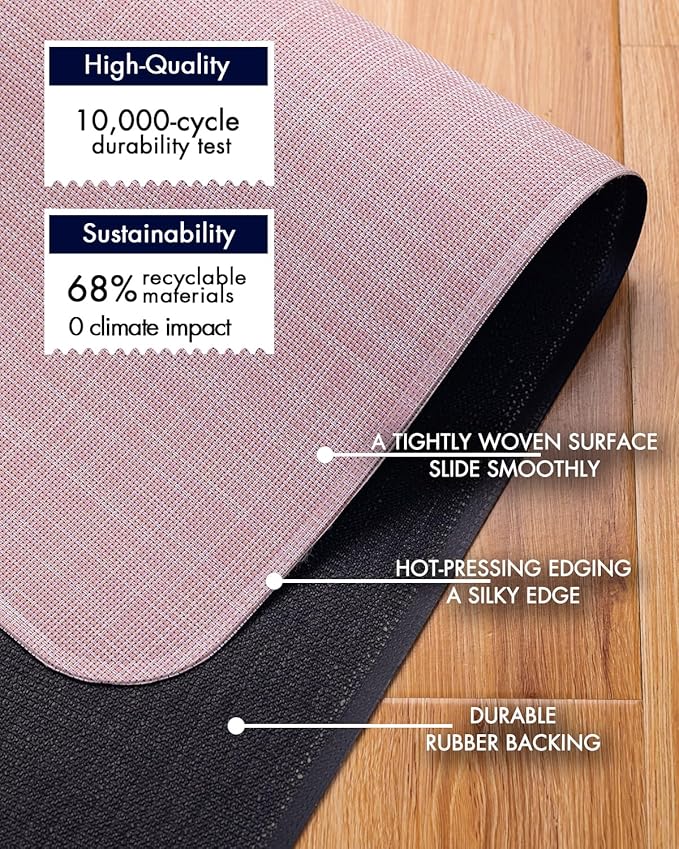 BARoyal Office Chair Mat for Hardwood Floor Under Desk Computer Rolling Chair Mat for Wood/Tile Floor Non-Slip Heavy Duty Desk Rug PVC Plastic Hard Floor Protector 36" x 48"(Blush)