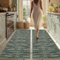 Kitchen Rugs Sets of 2-Non Slip Kitchen Mats for Floor-Thick Stain Resistant Vintage Kitchen Floor Mat Runner Carpet for Hallways Entryway Laundry Room Washable（Green 20"x47"+20"x47"）
