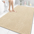 OLANLY Bathroom Rug Mat 59x35, Thick Soft and Absorbent Chenille Bath Mat, Non-Slip Rubber Backing, Machine Washable Quick Dry Bath Rugs for Tub Shower Floor, Home Decor Accessories, Beige