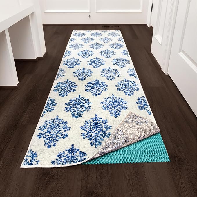 Veken Runner Rug Pad Gripper for Hardwood Floors, Non Slip 2x8 Ft Cyan Rug Pads for Area Rugs, Thick Rug Grippers for Tile Floors, Under Carpet Anti Skid Mat, Keep Your Rugs Safe and in Place