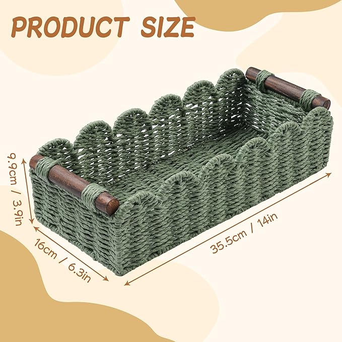 Toilet Paper Storage Basket Bathroom Counter Organizer Wicker Baskets for Organizing Cute Basket for Apartment Bedroom Nursery Room Kitchen Bathroom Decor-Green