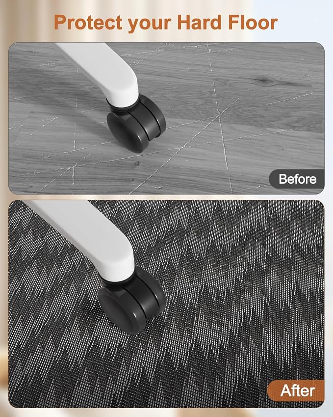 Blvornl Large Office Chair Mat for Hardwood Floor, Rolling Chair Mat for Hard Wood, Large Anti-Slip Hard Floor Protector, Heavy Duty Computer Desk Rug for Office and Home 35.4"*47.2" Dark Grey