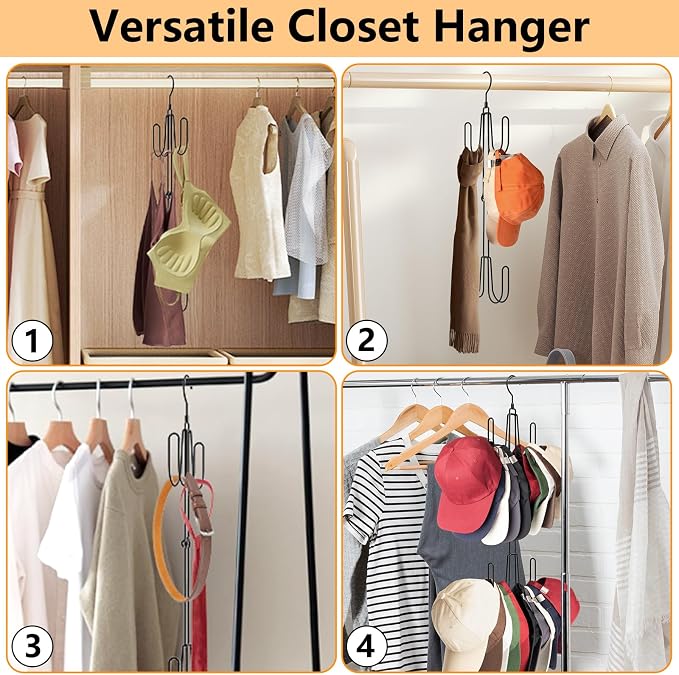 NANATI Hat Hangers for Closet, Stainless Steel Hat Organizer, Hat Racks for Baseball Caps, Cap Organizer for Baseball Caps, 2 Pack