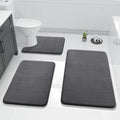 Yimobra 3 Pieces Memory Foam Bath Mat Set with U-Shaped Toilet Rug - Non Slip Super Soft Absorbent Quick Dry Bathroom Rugs for Bathtub, Vanity & Toilet Base, Dark Gray