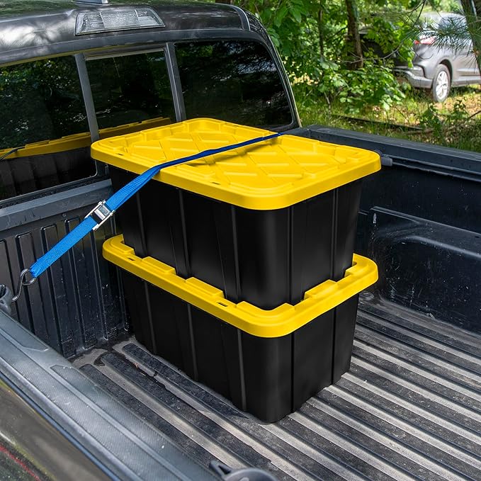 Sterilite 18-Pack Stackable Storage Bins, Heavy Duty Totes w/ Lids, 17 Gallon, Black/Yellow