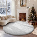Ophanie Round Rug 5Ft White Circle Area Rug, Aesthetic Room Decor, Fluffy Fuzzy Bedroom Carpet, Plush Soft Shaggy Living Room Rugs for Kids Home Decor, Nursery