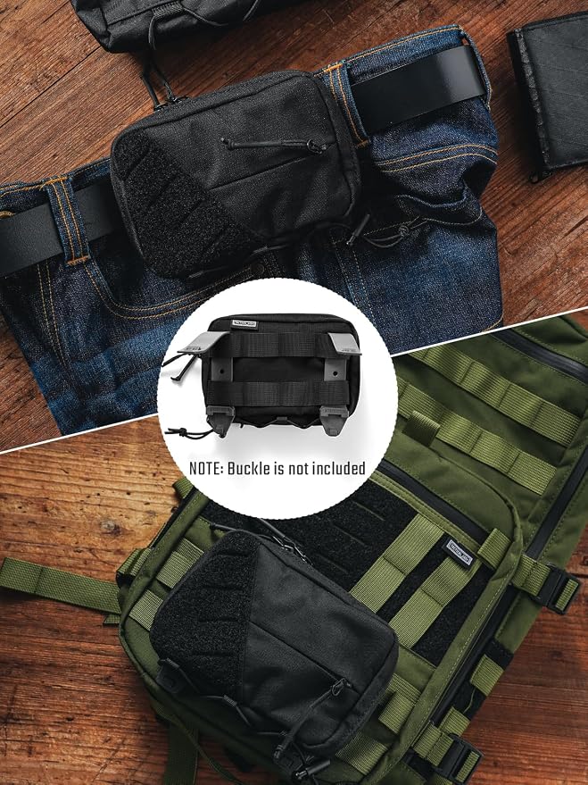 TACTICAL GEEK Block E4.0 EDC Compact Waist Pouch, Utility Pocket Organizer with Elastic Cord, Nylon Dual-Directional Zippers Tool Pouch, Multi-Purpose Small Gadget Organization for Daily Carry(Black)