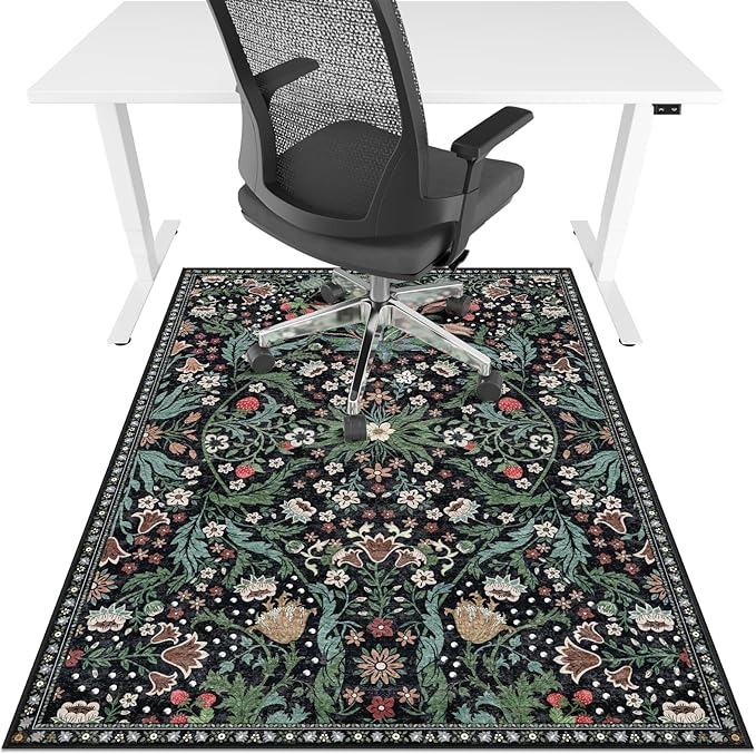 Office Chair Mat for Hardwood Floor & Tile Floor,36"X 48" Heavy Duty Desk Chair Mat for Hard Floors, Under Desk Rug for Rolling Computer Chair,Anti Slip,Low Pile Carpet Floor Protector-Green Grass
