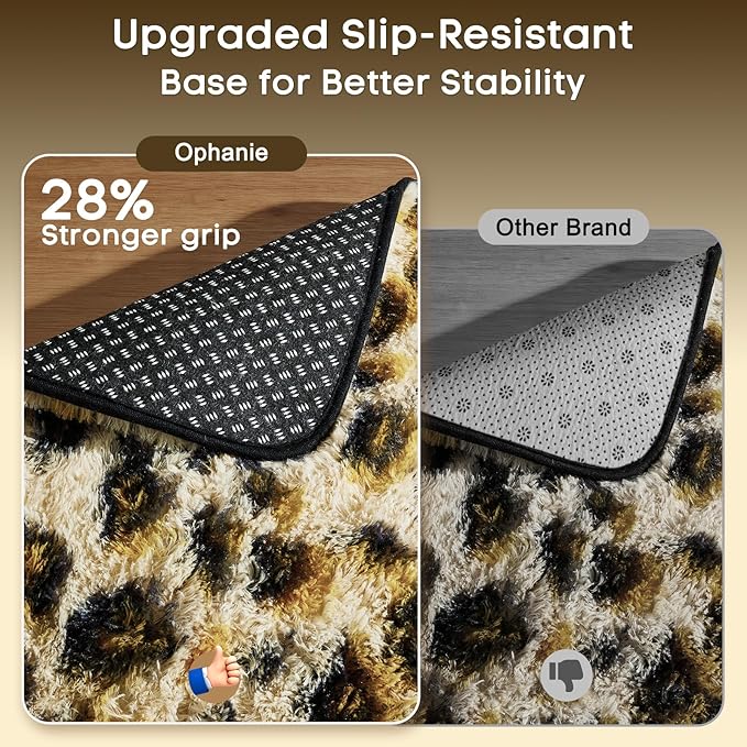 Ophanie 6x9 Leopard Rugs for Living Room Bedroom, Large Cheetah Print Rug Fluffy Shag Fuzzy Plush Soft Throw,Large Shaggy Floor Big Faux Animal Throw Carpets,Home Decor Aesthetic