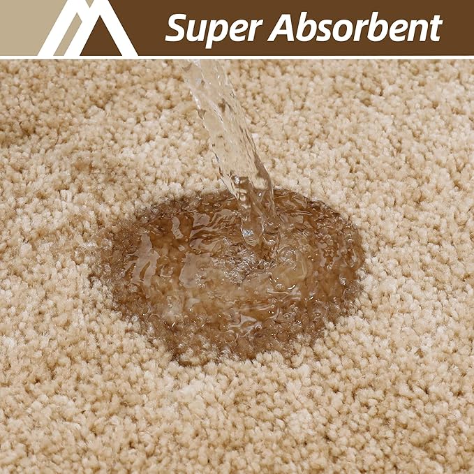 COSY HOMEER Extra Thick Bath Rugs for Bathroom - Anti-Slip Bath Mats Soft Plush Yarn Shaggy 100% Strong Mirco Polyeste Mat Living Room Bedroom Mat Floor Water Absorbent(Beige,16x24 - Inches)