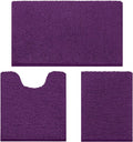 HOMEIDEAS 3 Pieces Bathroom Rugs, Ultra Soft Non Slip Absorbent Chenille Toilet Bath Mat Set (Purple)