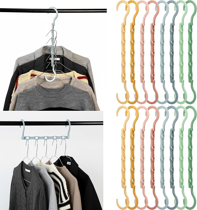 Mr. Pen- Space Saving Hangers, 16 pcs, 360° Rotating Hooks, Magic Cascading Hanger Organizer with 5 Enclosed Slots, Closet Organizers and Storage for Clothes, College Dorm Room Essentials