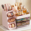Large Capacity Makeup Organizer Countertop with Makeup Brush Holder for Vanity, Thickened Material, Bathroom Countertop Organizer Skin Care Perfumes Storage, Teen Girl Gifts for 12-23 Year（pink）