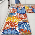 Arenarug Kitchen Mats for Floor 2PCS Cushioned Anti Fatigue Kitchen Mats Waterproof Non Slip Kitchen Mat Rug Set Comfort Foam Standing Mat for Sink, Laundry, Office, 24"x39"+24"x59", Red Blue
