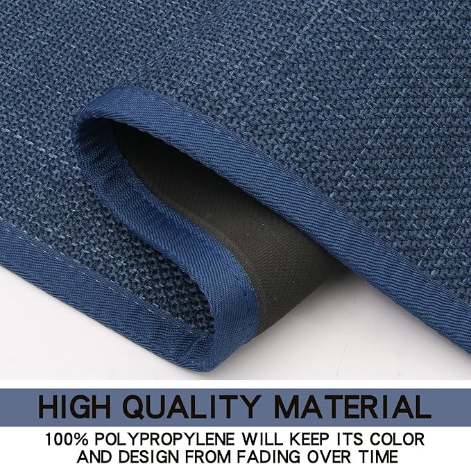 SUMLANS Kitchen Mat Set of 2 PCS, Cushioned Non Slip Rugs for Kitchen Floor, Absorbent Runner Comfort Standing Mats Washable for Kitchen, Office, Home (Dark Blue, 17.3"x47"+17.3"x30")