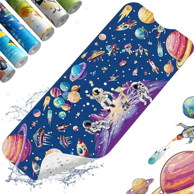 XIYUNTE Baby Bath Mat for Tub Non Slip Kids, BPA Free Extra Long Bathtub Mat 40x16 with Drain Holes and 200 Suction Cups, Non Toxic Machine Washable Toddler Bath Mat, Eco-Friendly Certified