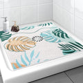 Square Shower Mat, Yonala 27 x 27 Inch Stylish Non Slip Shower Mats for Inside Shower with Central Drain Hole, Soft Trimmable PVC Loofah Anti Slip Shower Mat for Walk in Shower Stall, Quick Drying