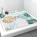 Extra Large Square Shower Mat, Yonala 36 x 36 Inch Stylish Non Slip Shower Mats for Inside Shower with Drain Hole in Middle, Soft Trimmable PVC Loofah Anti Slip Shower Mat, Quick Drying