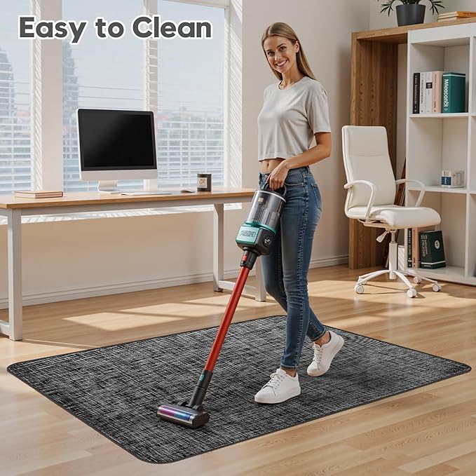 Sycoodeal Office Chair Mat for Hardwood & Tile Floor,Computer Gaming Chair Mat for Rolling Chairs Non-Curve, Anti-Slip, Heavy Duty Floor Protector for Home Office,Black (36" x 55")