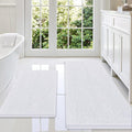 Smiry Bathroom Rugs Sets 2 Piece, Soft Absorbent Chenille Machine Washable Non Slip Shaggy Bath Rug Set for Tub, Shower, and Floor (59x20+30x20, White)