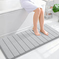 OLANLY Memory Foam Long Bathroom Rugs Runner 47x20, Super Soft Absorbent Bath Mat, Quick Dry, Machine Washable Shower Floor Rugs, Bathmat Carpet, Bathroom Home Decor Accessories, Light Gray