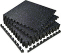 SUPERJARE 0.56'' Thick 6 Pcs 24 Sq Ft Rubber Top Exercise Equipment Mats, High Density EVA Foam Mats with Rubber Top, Interlocking Gym Flooring for Home Gym, Protective Workout Mat, Black/Purple