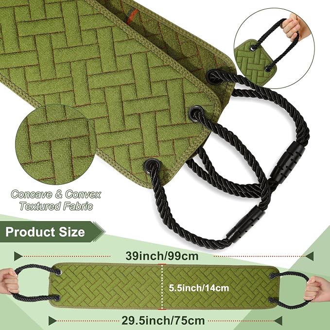 Exfoliating Back Scrubber with Two Handles, 39 Inch Wide Double-Sided Body Scrub Bath Exfoliator, Exfoliating Washcloth for Use in Shower, Back Washer to Deep Clean Your Skin for Men & Women (Green)
