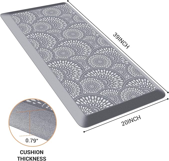 Mattitude 4/5 Inch Kitchen Mat, 20x42in Heavy Duty Ergonomic Comfort Foam Standing Desk Mat, Waterproof Non-Slip Standing Mats and Rugs for Kitchen, Office, Black