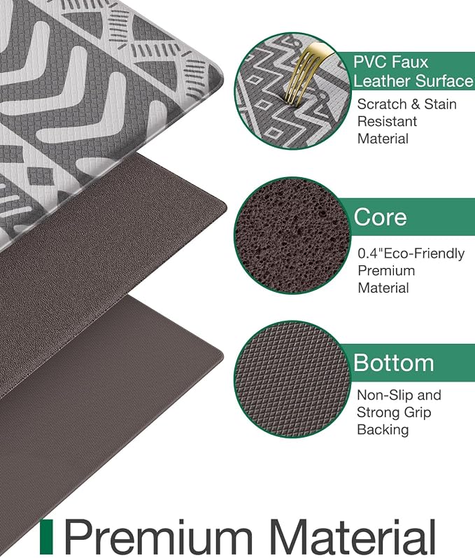 LUMI Anti Fatigue Kitchen Cushioned Mat for Floor, Padded Waterproof Runner for Standing, Stain Resistant Comfort Rugs for Home, Sink, Laundry, 24x59